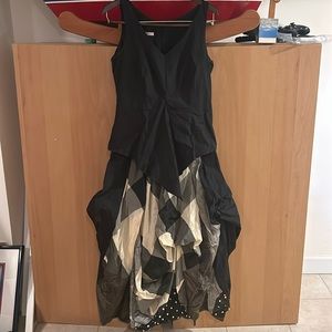 Gesine Moritz- Black dress with multi-textile skirt